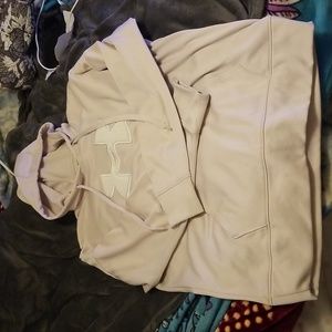 Womens large pink and white under armour hoodie